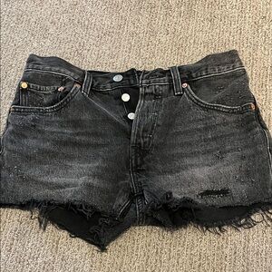 Levi's Distressed Black Jean Shorts